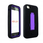 Wholesale iPhone 5C Armor Hybrid Case with Stand (Black - Purple)